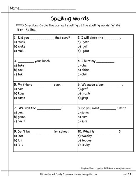 1st Grade Spelling Words Worksheets Mininghumanities — Db