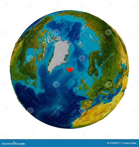 Iceland Highlighted On Globe Stock Illustration Illustration Of
