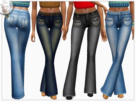 The Sims Resource Washed Flared Jeans Fixed