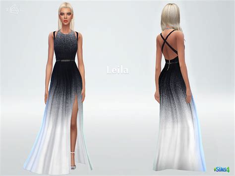 Gradient Dress Leila With Side Cutout By Starlord Sims 4 Female Clothes