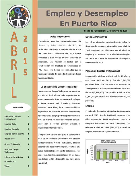 Empleo Y Desempleo En Puerto Rico Abril 2015 Final By Felix Agosto Issuu
