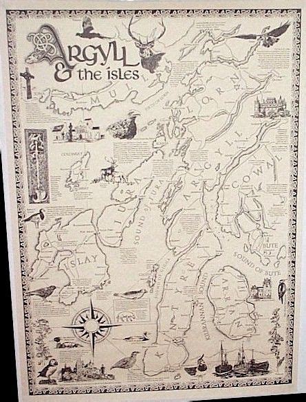 Argyll And The Isles Map Printed On Parchment Paper Map Map Print
