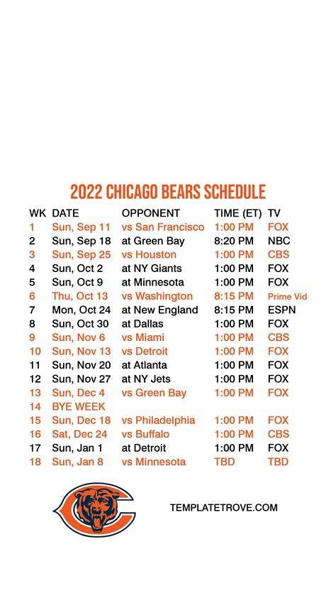 Chicago Bears 2023 2024 Schedule Printable 2024 Printable Calendar