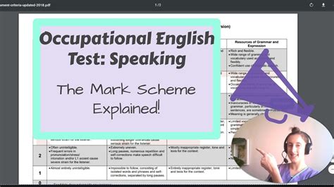 Oet Speaking Use The Mark Scheme To Get High Scores 2019 Youtube