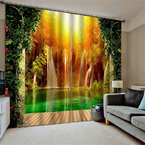 2020 Nature Scenery Curtains Waterfall Curtain Ustomized 3d Curtains