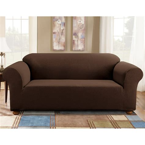 sure fit simple stretch subway one piece sofa slipcover