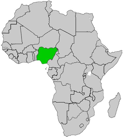 Nigeria On Africa Map Free Nigeria Location Map In Africa Black And