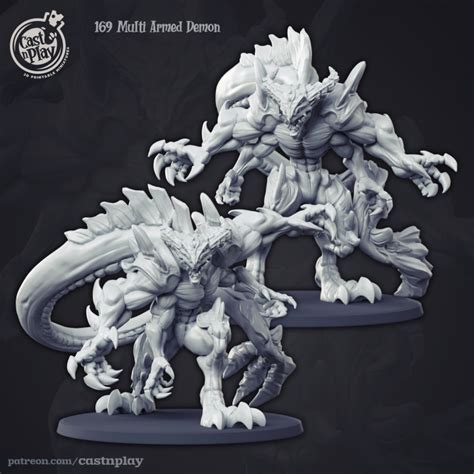 3d Printable Multi Armed Demon Pre Supported By Cast N Play