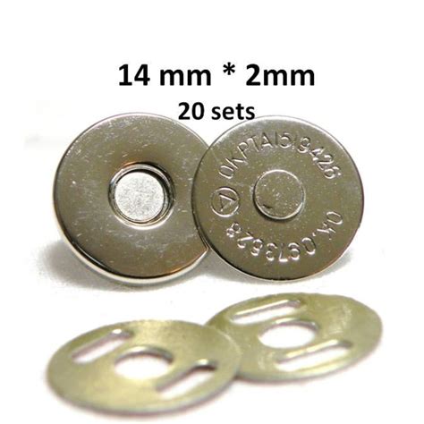 Extra Thin Magnetic Snaps 20 Sets 14mm 2 Mm Nickel Plated Etsy