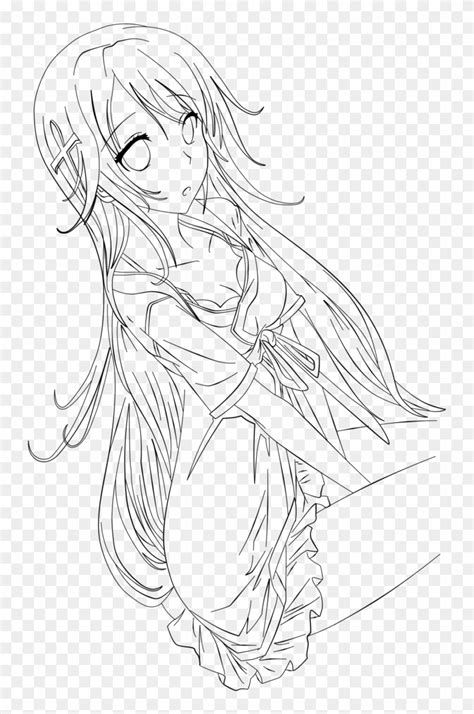Cute Anime Girl Coloring Pages Transparent Anime Line Art