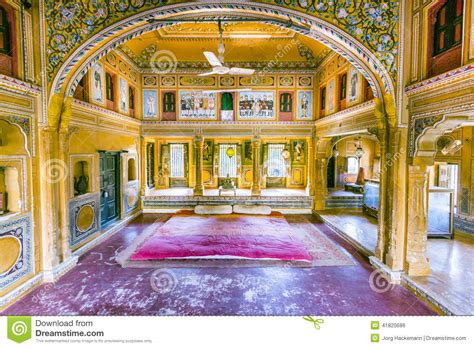 Inside An Old Haveli In Mandawa Editorial Photo Image Of Blue