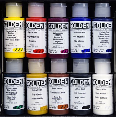 Golden Fluid Acrylic 1 Ounce Set Of 10 Assorted Colors Buy Online In