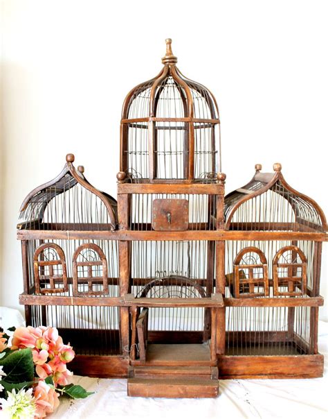 Antique Large Domed Victorian Style Wood And Wire Birdcage 18900