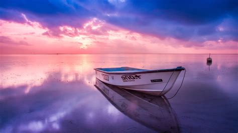 2560x1440 Boat Beach Seashore Reflection Sunset 1440p Resolution Hd 4k