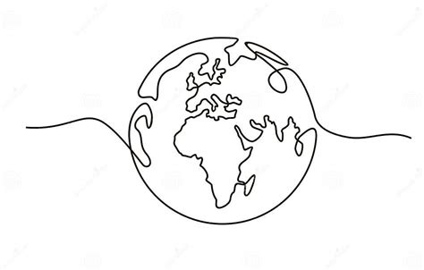 Globe Earth Globe One Line Drawing Of World Map Minimalist Vector