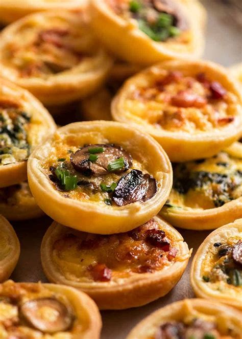 Platter Filled With Canape Finger Food Quiche Make Ahead Appetizers