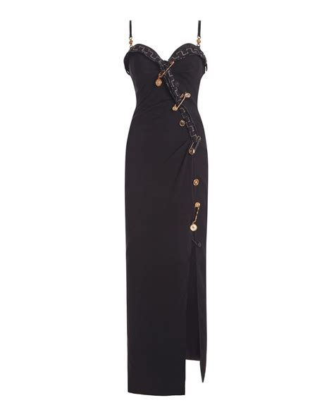Versace Pin Detailed Georgette Gown In Black Lyst