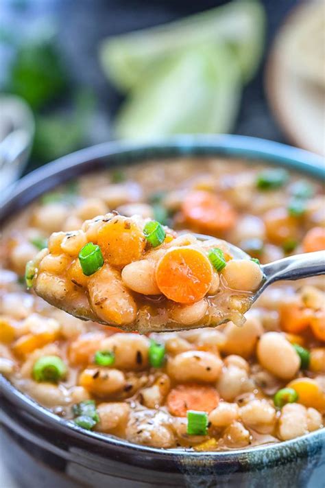 But great northern beans or navy beans work just fine too. Instant Pot Vegan White Bean Soup - Ruchiskitchen | White ...