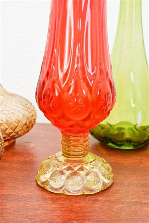 Vintage Amberina Swung Glass Vase On Sale 20 00 Via Etsy Glass Glass Vase Hurricane Glass