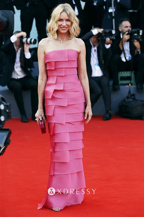 Naomi Watts Tiered Pink Column Red Carpet Dress Xdressy