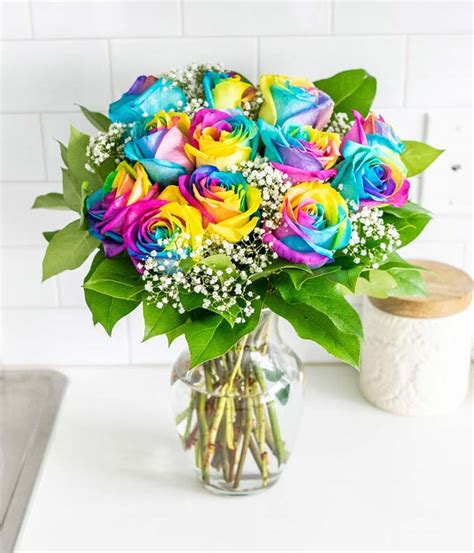 One Dozen Wild Rainbow Roses At From You Flowers