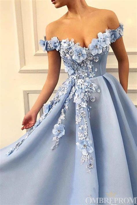 Beautiful Lace Up Elegant Sky Blue Prom Dress Off The Shoulder Long