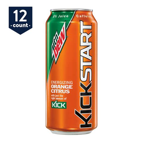 Mountain Dew Kickstart Orange Citrus 16 Oz Cans 12 Count