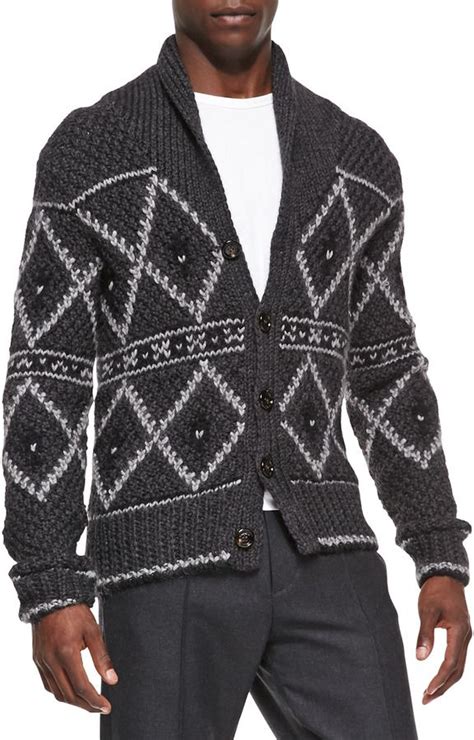 Moncler Nordic Heavy Knit Cardigan Gray Shopstyle Clothes And Shoes