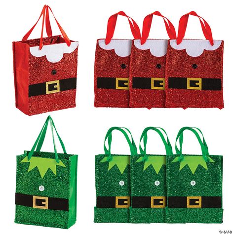 mini santa and elf glitter tote bags oriental trading