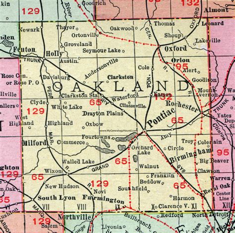 oakland county map mi cities and towns map