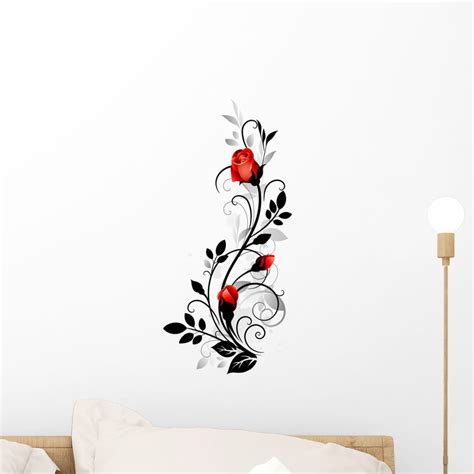 Vector Rose Wall Decal By Wallmonkeys Peel And Stick Graphic 18 In H X