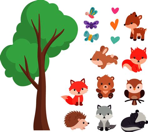 Cheerful Forest Animals Wild Animal Sticker Cartoon Woodland Baby