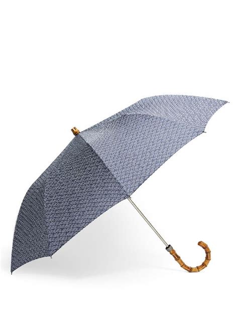 London Undercover Seigaiha Wave Print Bamboo Handle Umbrella In Navy