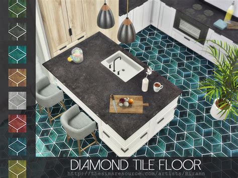 Diamond Tile Floor By Rirann From Tsr Sims 4 Downloads