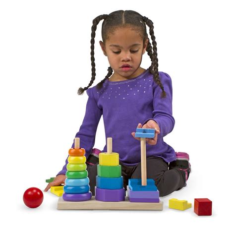 Melissa And Doug Geometric Stacker 567 Wooden Educational Toys