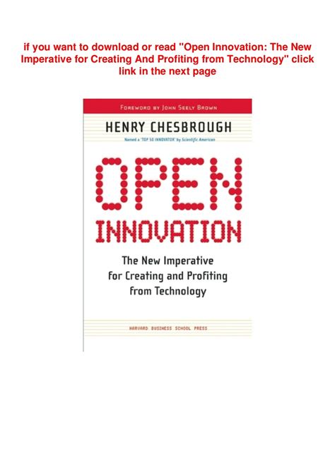 Read Open Innovation The New Imperative For Creating And Profiting