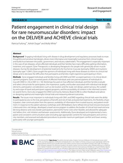 Pdf Patient Engagement In Clinical Trial Design For Rare