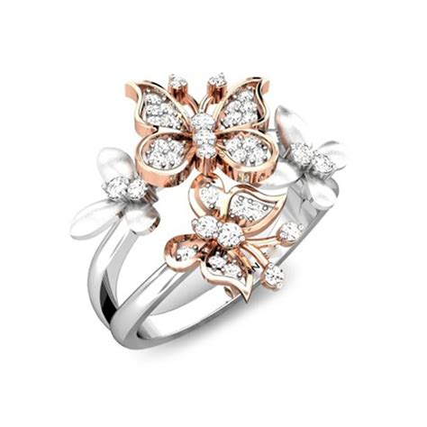 Fashion Butterflies Shape Inlaid Zircon Finger Ring Women Wedding Party