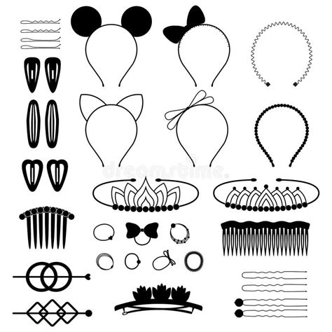 Set Of Black Icons Of Hair Accessories Vector Illustration Stock