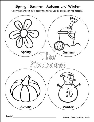 The Four Seasons Of The Year Worksheets For Preschools