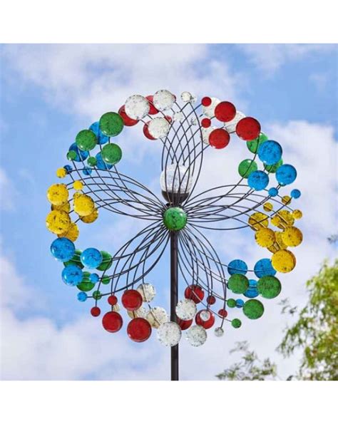 Smart Garden Flamboya Harlequin Wind Spinner With Solar Crackle Ball