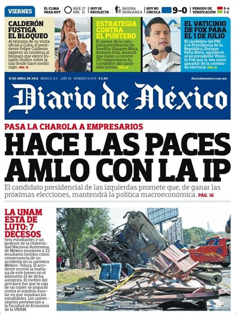 Periódico Diario De México México Periódicos De México Edición De