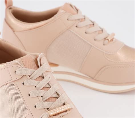 Office Follow Lace Up Runners Nude Mix Hers Trainers