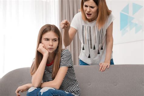 Mother Scolding Her Teenager Daughter Stock Image Image Of Background