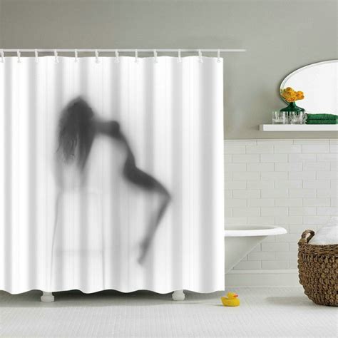 Shower Curtain Sexy Lady Beautiful Woman Bathing Shadow Design Curtains