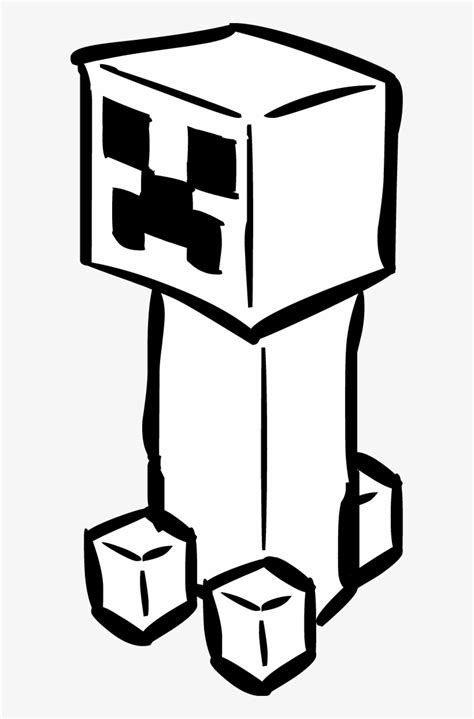 Black And White Minecraft Minecraft Cartoon Creeper Png Image