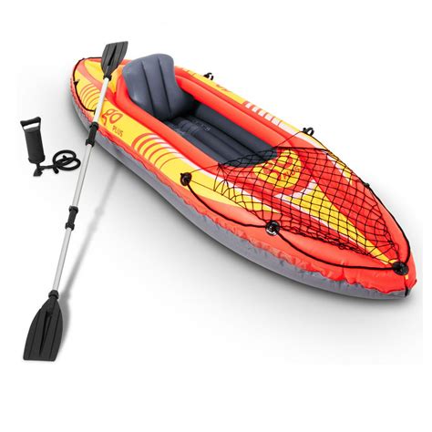 Goplus 1 Person Inflatable Canoe Boat Kayak Set W Aluminum Alloy Oar