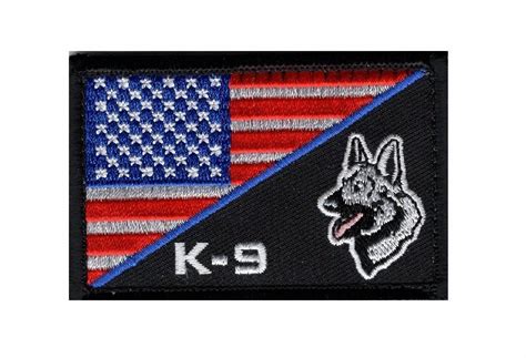 K 9 American Flag Thin Blue Line Patch Embroidered Hook Miltacusa
