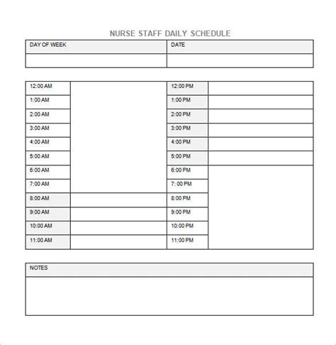 Nursing Staff Schedule Template Database