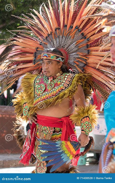 Mexican Indigenous Dancer In Traditional Costume Editorial Stock Photo